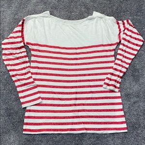 Loft Red & White Glitter Top